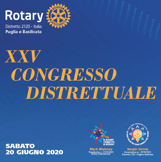 XXV Congresso Distrettuale del Rotary il 20 giugno 2020