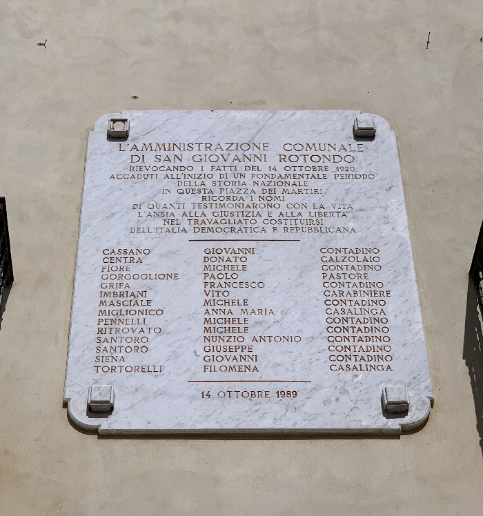 14 ottobre 1920: cento anni dall’eccidio di San Giovanni Rotondo