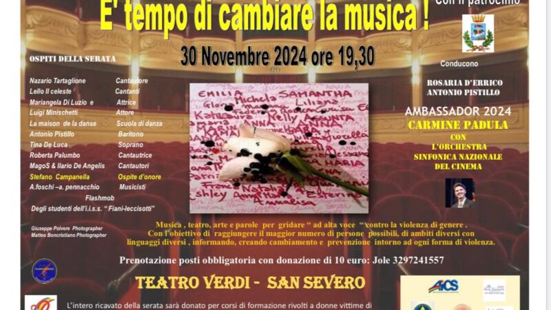 Contro la violenza di genere San Severo in prima linea il 30 novembre 2024