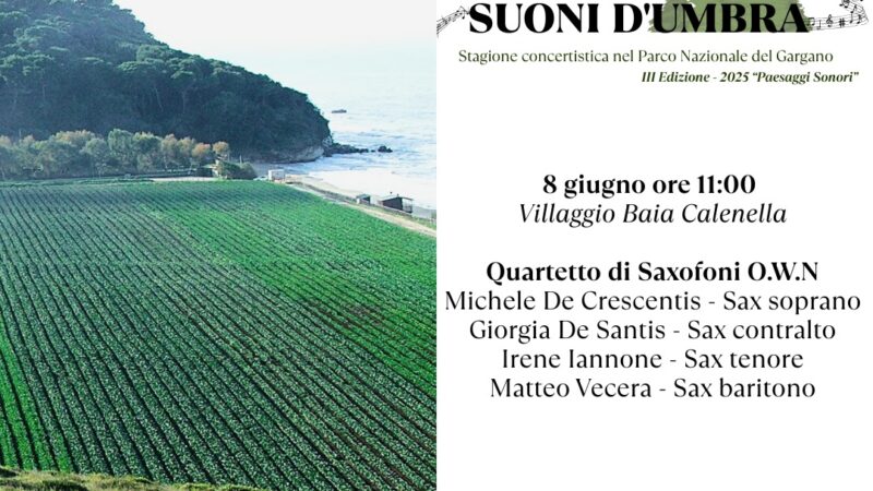 Suoni d’Umbra: il Gargano si fa sinfonia tra natura e arte nella terza edizione: 8,22 e 29 giugno 2025 alle ore 11