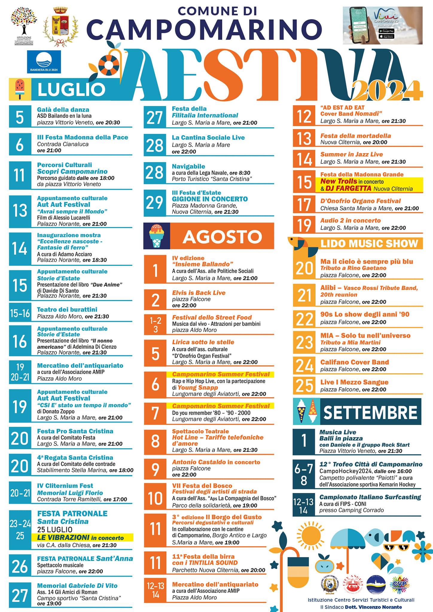 Molise: Calendario Estivo a Campomarino fino al 14 settembre 2024