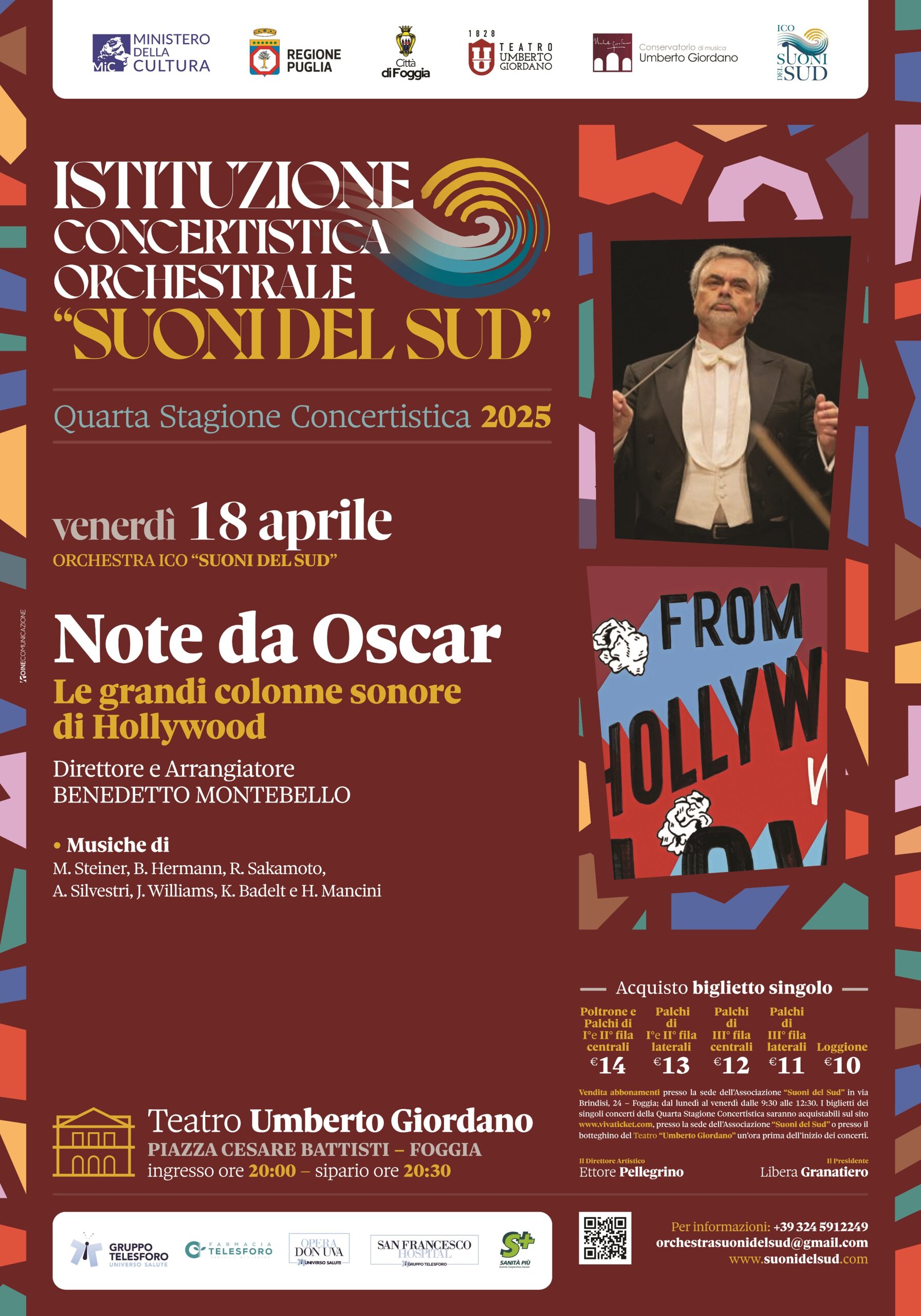 Note da Oscar: la magia del cinema risuona al Teatro Umberto Giordano di Foggia il 18 aprile 2025 a cura dell’Orchestra ICO Suoni del Sud