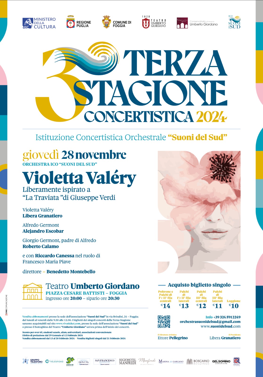 Serata con Violetta Valéry al Teatro Giordano. Il 28 novembre 2024 a Foggia l’evento ispirato a La Traviata di Verdi a cura dell’Orchestra ICO Suoni del Sud