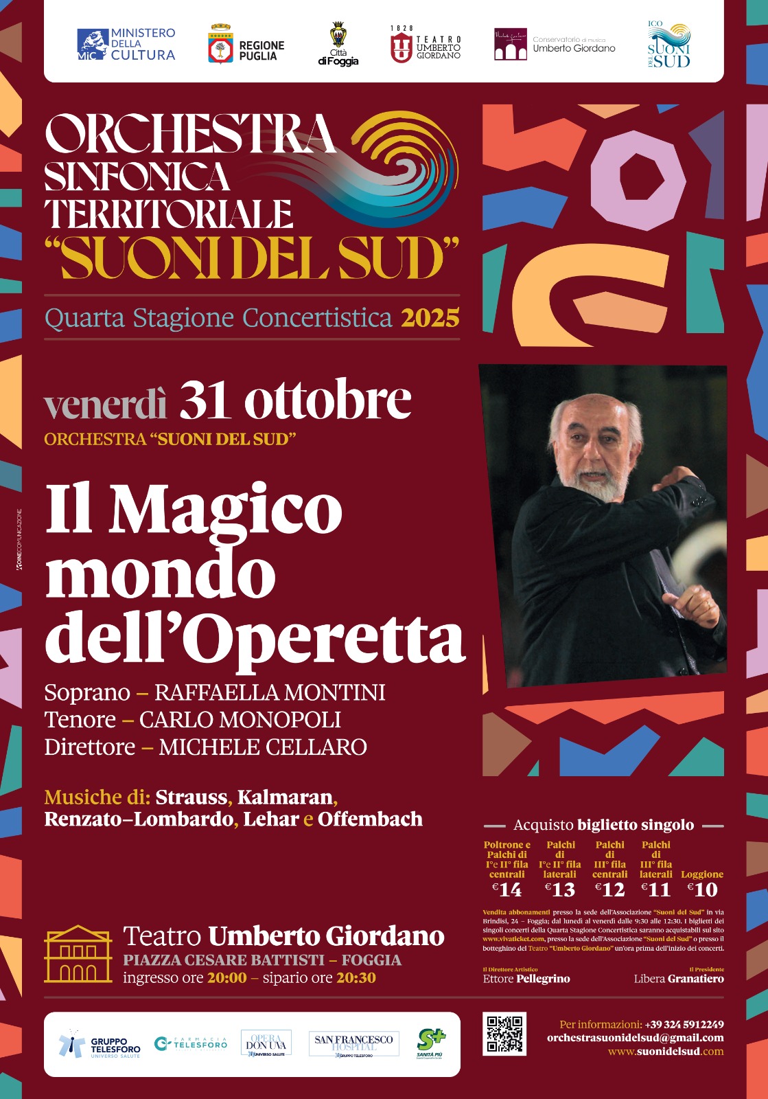 Al Teatro Umberto Giordano di Foggia Il Magico mondo dell’Operetta, appuntamento venerdì 31 ottobre alle ore 20.30