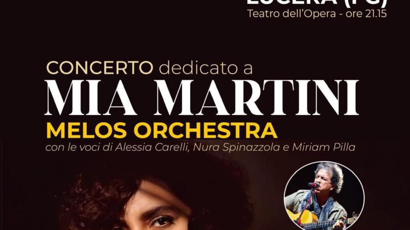 Solo per dire grazie: il Comitato Feste Patronali di Lucera riparte con un concerto tributo a Mia Martini sabato 7 febbraio 2026 alle ore 21.15 al Teatro dell’Opera