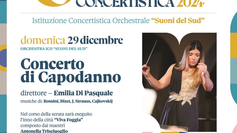 Gran finale di stagione con il tradizionale Concerto di Capodanno al Teatro Giordano di Foggia: appuntamento il 29 dicembre 2024 alle ore 20.30