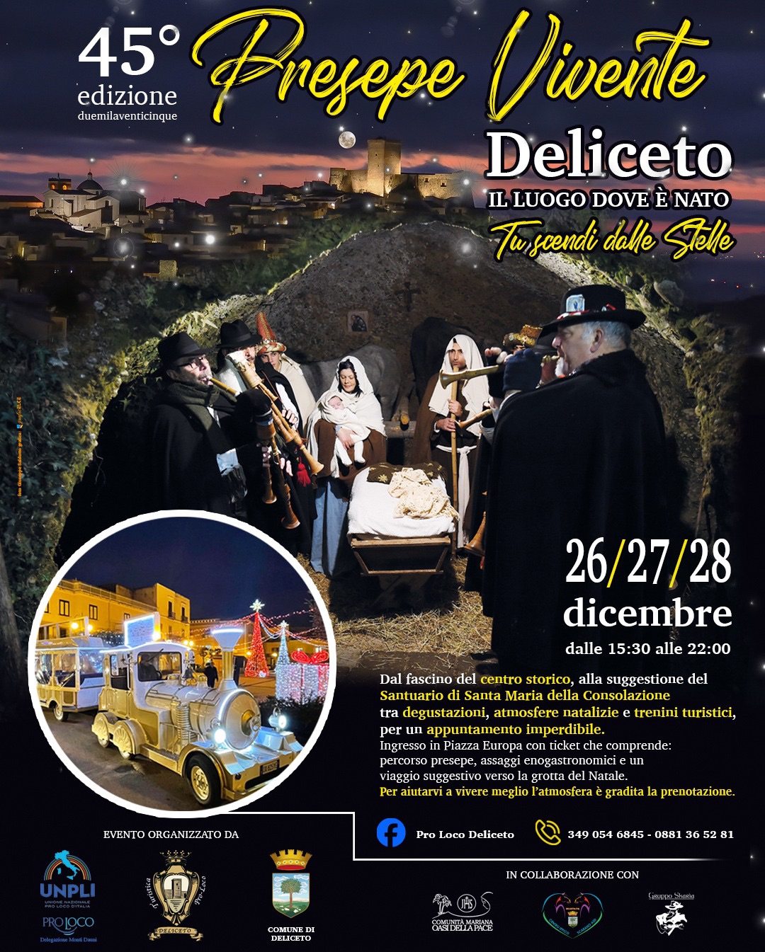 Deliceto diventa presepe con la 45esima edizione di Tu scendi dalle stelle dal 26 al 28 dicembre 2025  