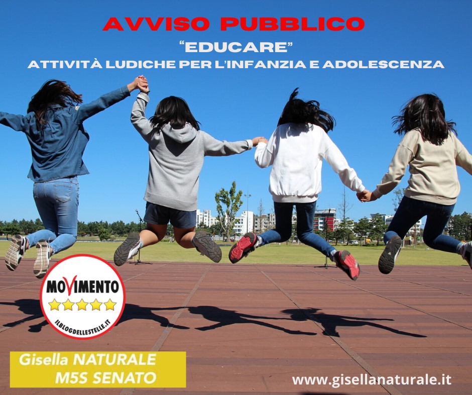 NATURALE (M5S): ATTIVI I FINANZIAMENTI PER ATTIVITÀ DI EDUCAZIONE PER INFANZIA E ADOLESCENZA