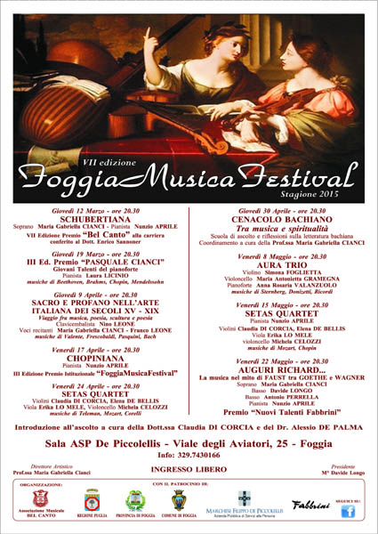 Foggia Musica Festival, secondo appuntamento il 19 marzo 2015