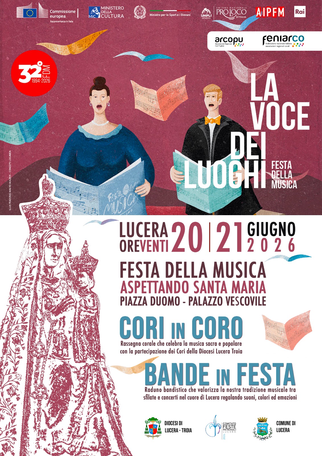 Aspettando Santa Maria: il percorso verso la Festa Patronale di Lucera 2026. Si parte sabato e domenica con Cori in Coro e le Bande in festa