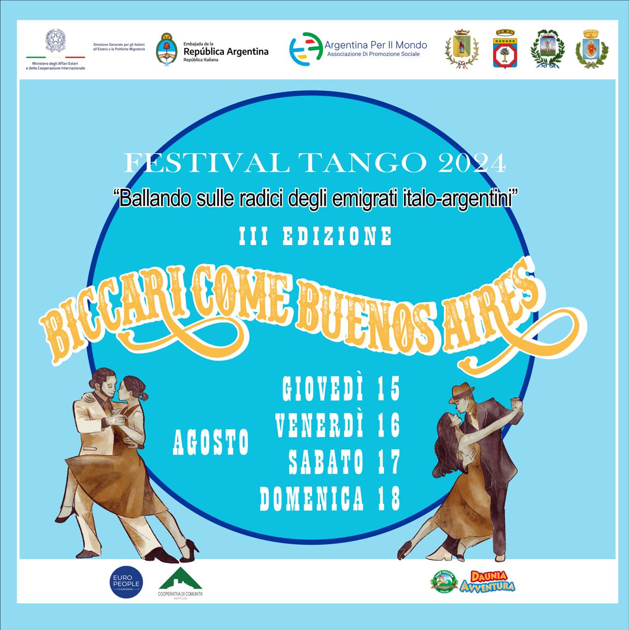 Al via la terza edizione di Biccari come Buenos Aires – Festival Tango: dal 15 al 18 agosto 2024 sui Monti Dauni