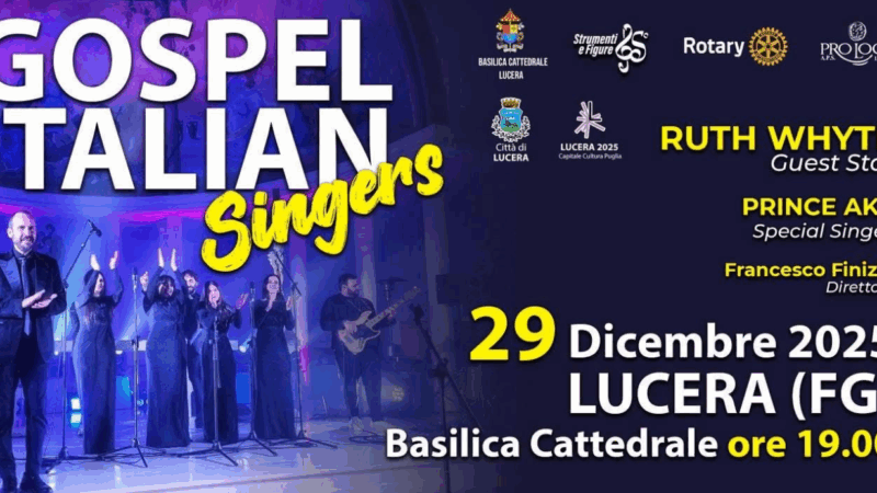 Gospel Italian Singers il 29 dicembre 2025 presso la Basilica Cattedrale di Lucera a partire dalle ore 19