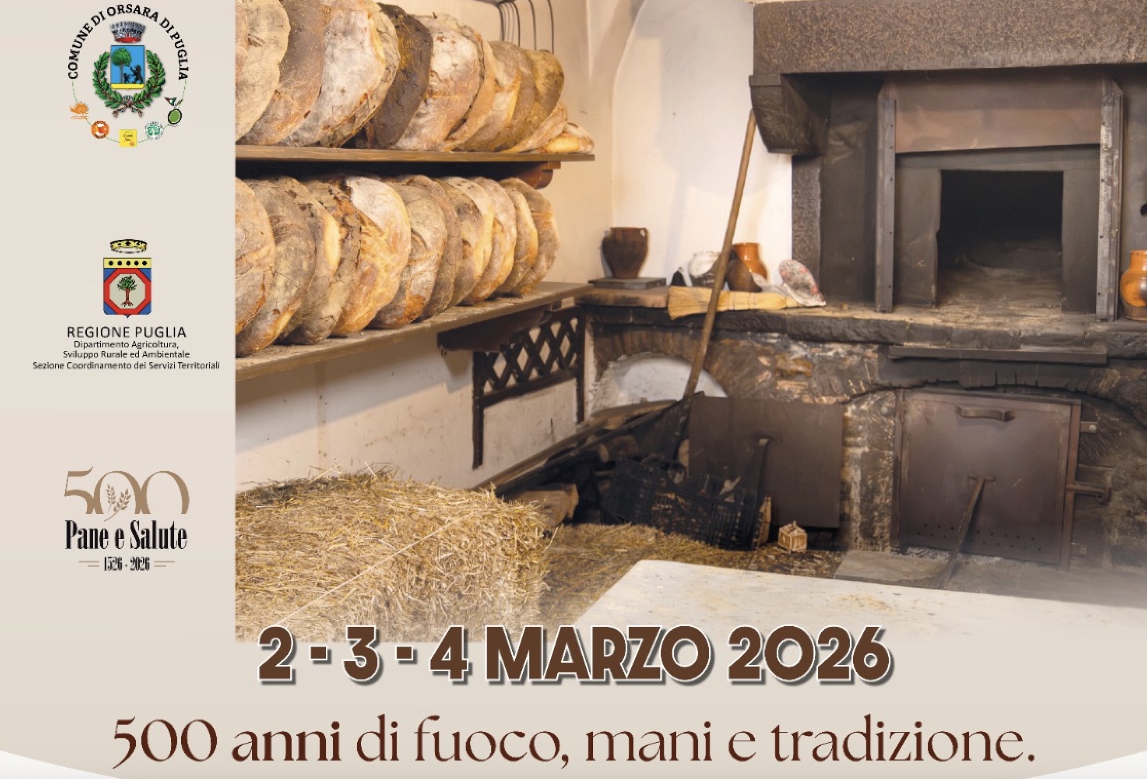 1526-2026, tre giorni di eventi per i 500 anni del forno a paglia di Orsara di Puglia dal 2 al 4 marzo 2026