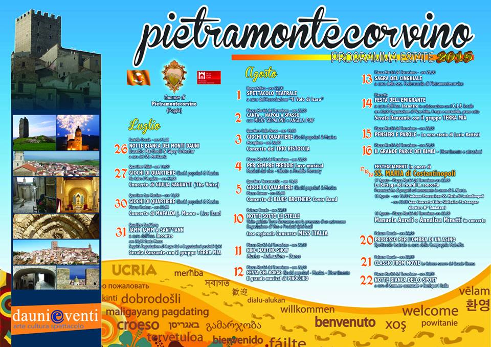 Programma estivo Pietramontecorvino 2015