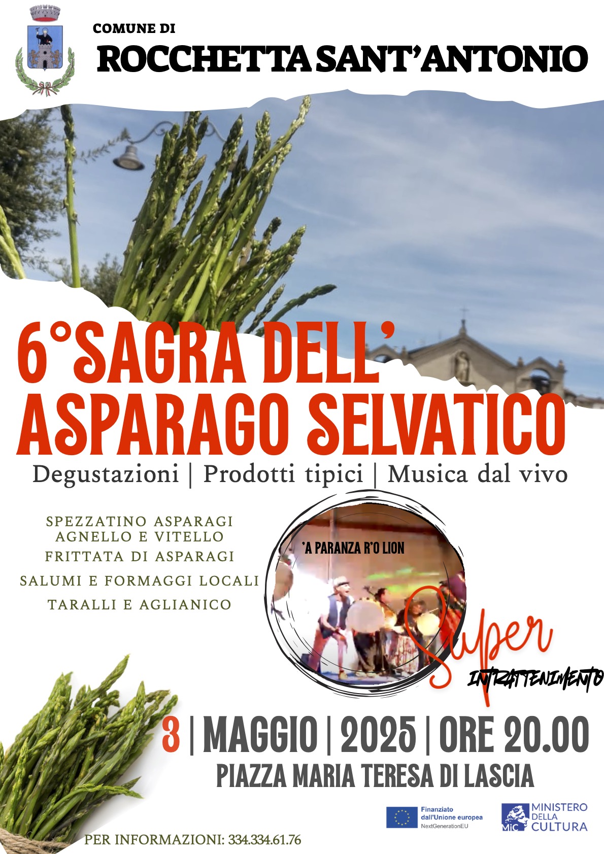 Sagra dell’Asparago Selvatico a Rocchetta Sant’Antonio il 3 maggio 2025 a partire dalle ore 19
