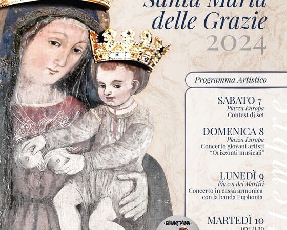 La festa patronale 2024 di San Giovanni Rotondo dedicata a Santa Maria delle Grazie si chiuderà con il concerto di Giuliano Palma il 10 settembre