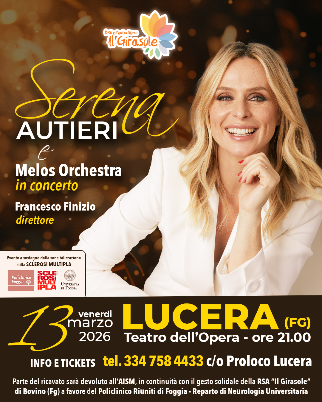 Serena Autieri al Teatro dell’Opera di Lucera venerdi 13 marzo alle ore 21 : viaggio tra Broadway e Napoli con la Melos Orchestra