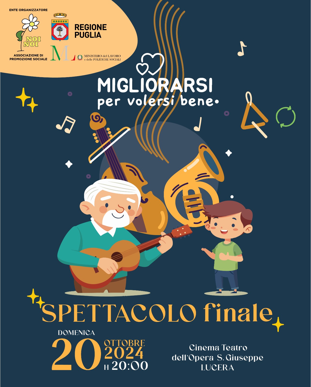 Nonni e bambini in coro nel gran finale di Migliorarsi per volersi bene: lo show il 20 ottobre a Lucera
