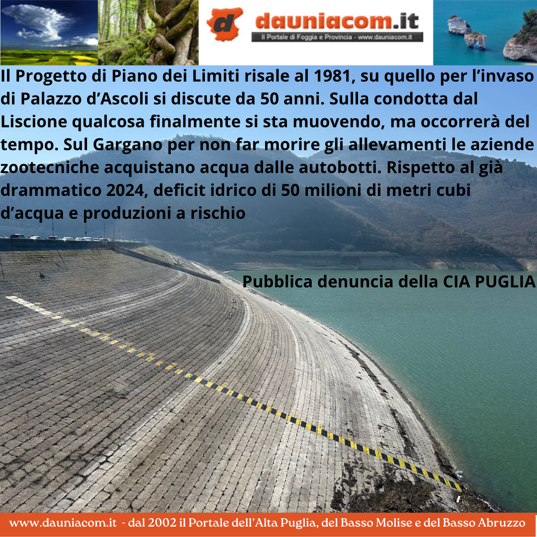 Acqua e dighe, progetti sepolti. Cia Capitanata: Cent’anni di inettitudine