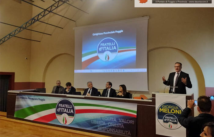 Foggia: terminato il congresso provinciale di Fratelli d’Italia, Giannicola De Leonardis è il nuovo segretario provinciale