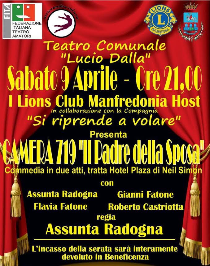 Spettacolo teatrale di beneficenza il 9 aprile 2016 a Manfredonia