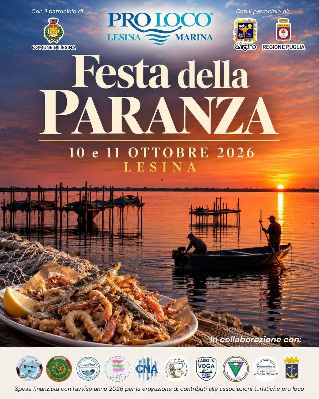A LESINA FESTA DELLA PARANZA IL 10 E 11 OTTOBRE 2026: DUE GIORNI TRA SAPORI, TRADIZIONI, SPORT E MUSICA