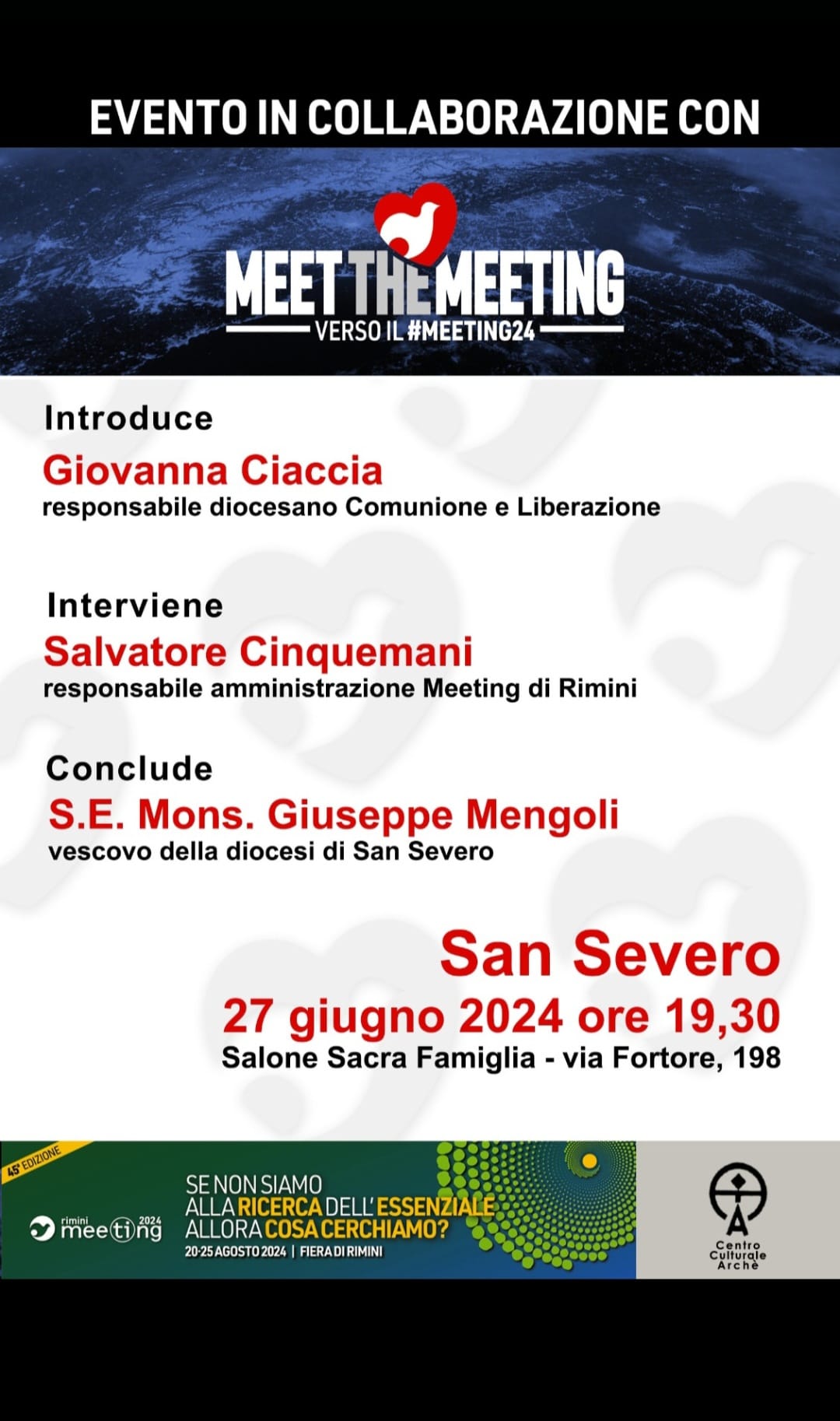 Evento diocesano di riflessione a San Severo il 27 giugno presso la Parrocchia della Sacra Famiglia di San Severo sul Meeting CL di Rimini 2024