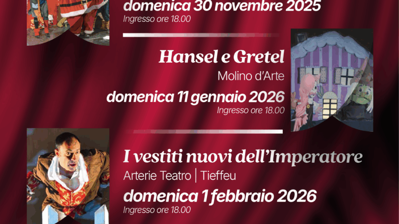 Educare alla meraviglia: la rassegna per famiglie del Roma Teatro di Cerignola al via l’11 gennaio con Hansel e Gretel del Molino dell’Arte con avvio alle ore 18