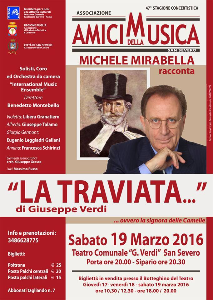 Michele Mirabella racconta La Traviata di Giuseppe Verdi il 19 marzo 2016 a San Severo (Fg)